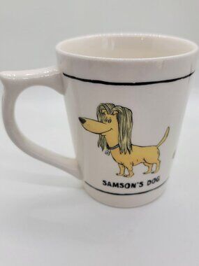 Bible Tails Mug DaySpring Ceramic Coffee Cup #48470 Samson Goliath Noah Fun Dogs